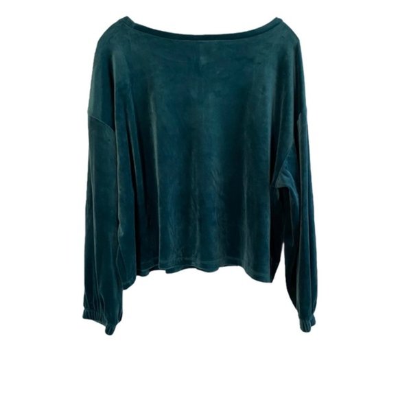 Old Navy Teal Velour Long Sleeve Sweatshirt Size 2X - Picture 2 of 5